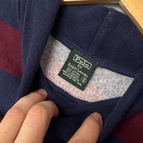 Vintage Polo by Ralph Lauren 80s Striped Rugby‎ Turtleneck Sweater Small - Picture 4 of 6